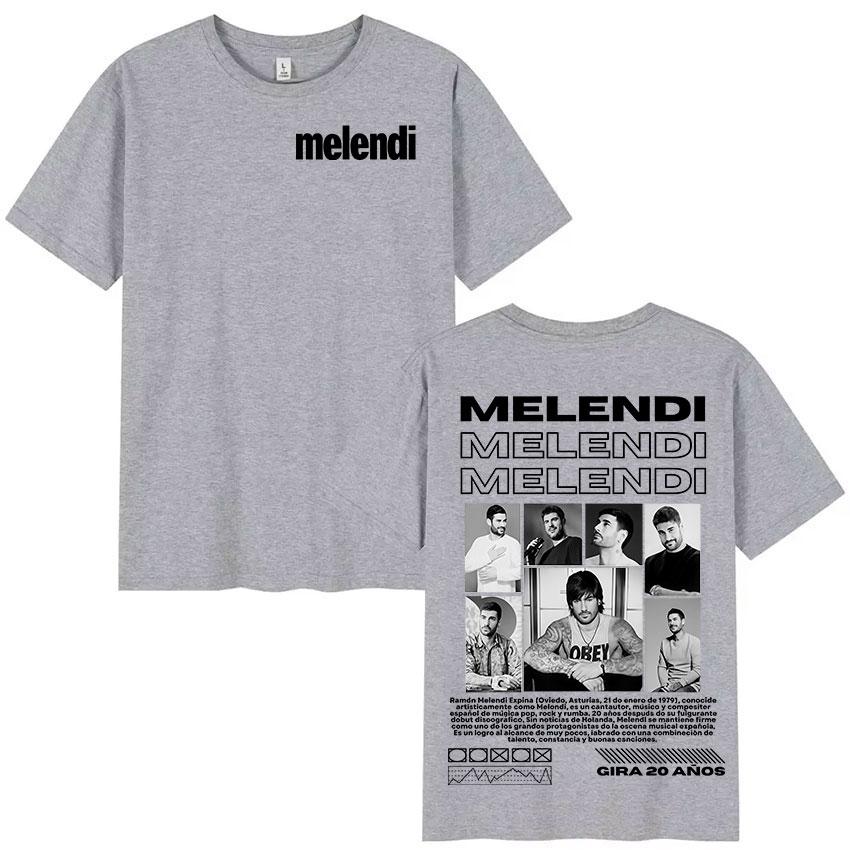 Rapper Melendi Tour 2025 New Album Merch Tee Shirt Men's Clothing Hip Hop Oversized T-shirts Vintage High Quality T-shirt Summer
