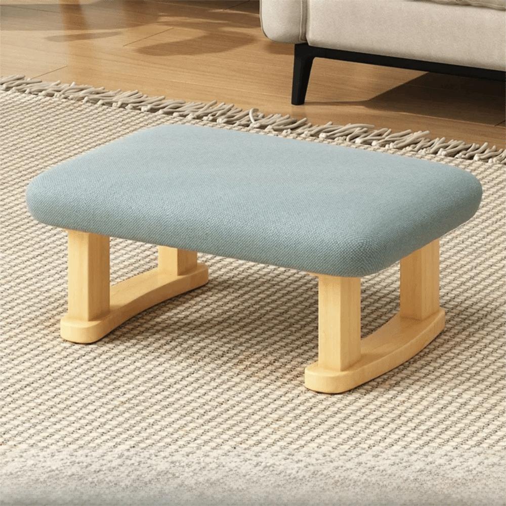 Smooth Solid Wood Foot Stool Rounded Edges Burr-Free Edges Shoe Changing Bench Anti-Slip Pads Compact Size Wooden Stool