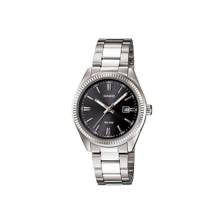 

CASIO Women s Standard Series Black Watch LTP-1302D-1A1 LTP-1302D-1A1 Silver Watch Case
