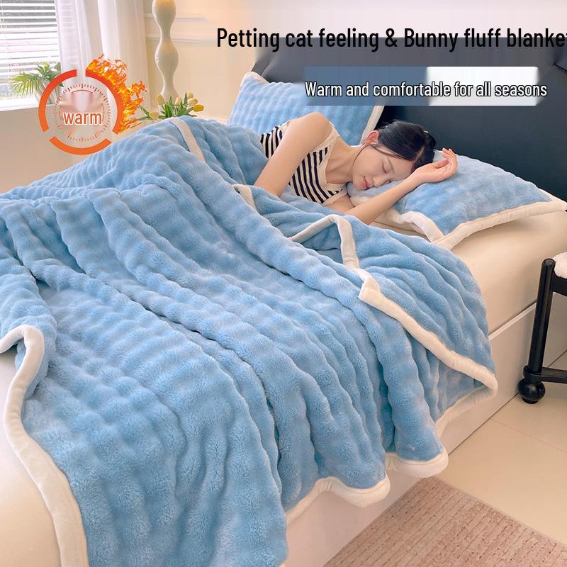 

Solid Color Rabbit Fleece Blanket: 100x150x200, Double-Thick Velvet Nap Cover for Lazy Days 70x100cm Kids Blanket