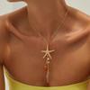 Salircon Trendový přívěsek na náhrdelník Hvězdice Hřebenatka Imitace Křišťálu Třásně Ženy Bohemský Letní Plážový Choker Přívěsek Šperky