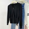 Core-spun Yarn, Black V-neck Knitted Cardigan, Women's Bottoming Shirt, Women's Autumn and Winter Slim-fit Jacket, Warm Sweater