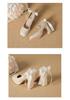 Women's Pearl Suede Mary Janes - Square Toe Chunky High Heels with Bow and Waterproof Platform