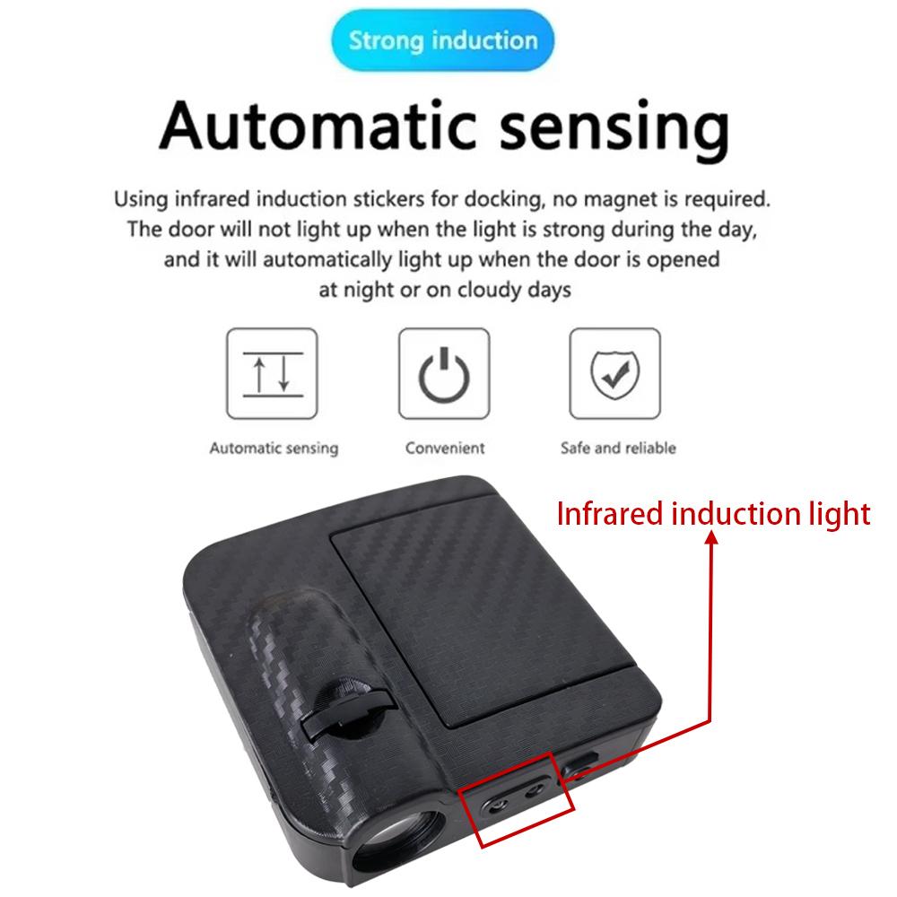 2Pcs Car Welcome Lamp Car Angel Wings Car Door LED HD Welcome Decorative Light Cars Accessories for Univers-al Vehicle Models