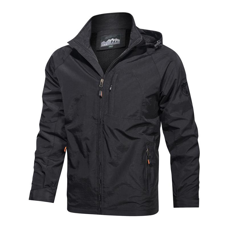 2024 Men's Hooded Trench Coat: Spring-Autumn Cycling & Casual Windbreaker for Middle-aged and Young