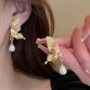 Retro Butterfly Crystal & Pearl Earrings for Women