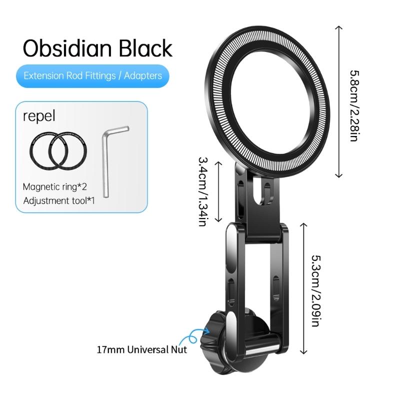 Aluminum Alloy 17mm Ball Head Magnetic Phone Mount With 360 Rotation For Car Vent Dashboard Stand