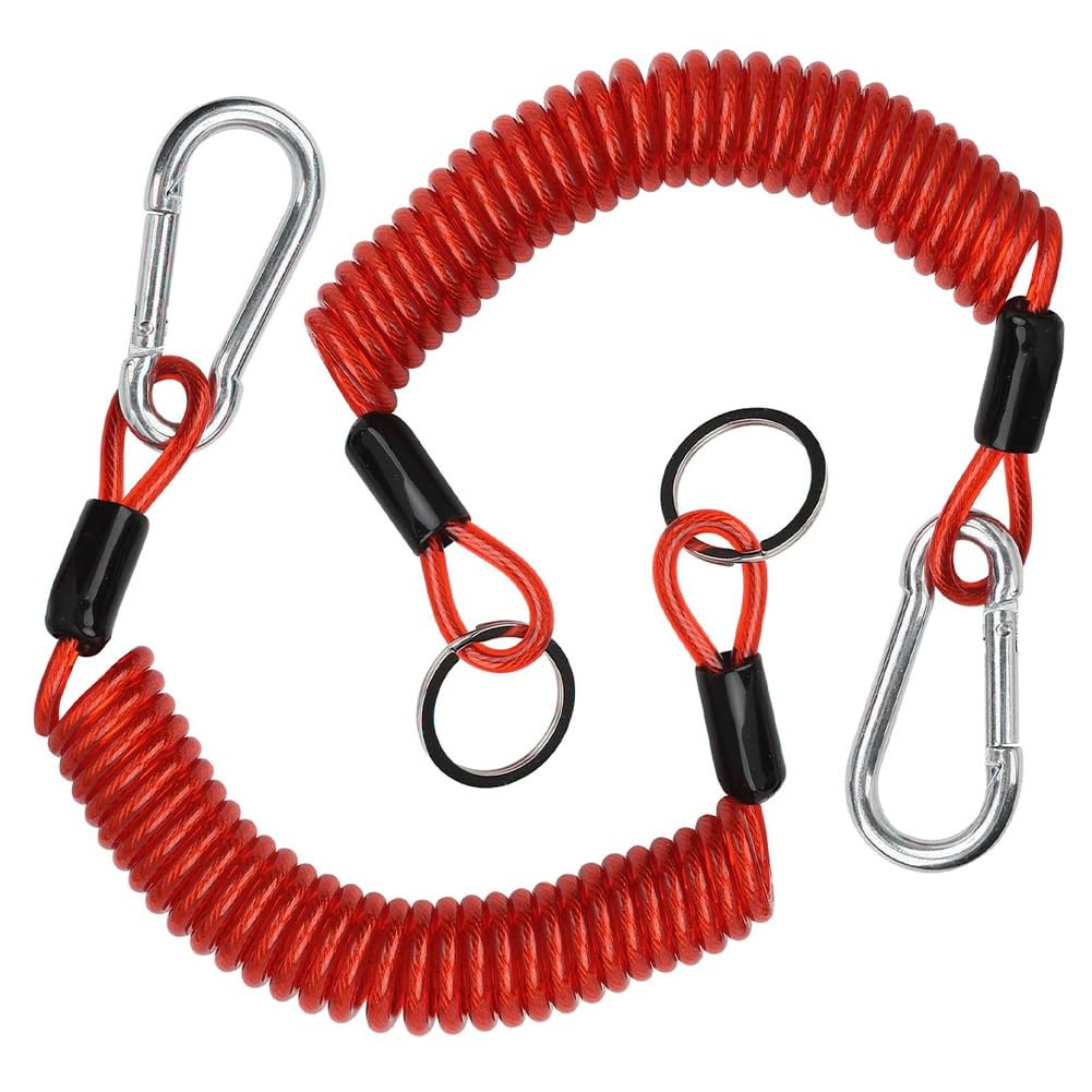Chaksy 2pcs 6ft Breakaway Trailer Cable, Trailer Breakaway Safety Cable Spring Tow Coil Wire for RV Trailer Camper