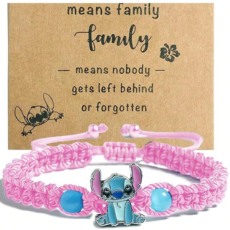 

MINISO Anime Stitch Bracelet Cartoon Lilo & Stitch Kawaii Wristband Kids Bracelet Girls Boys Adjustable Bracelet Gifts рожевий