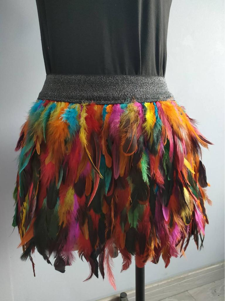 Hot Selling Festival Party Multicolor Feather Skirt Ball Gown