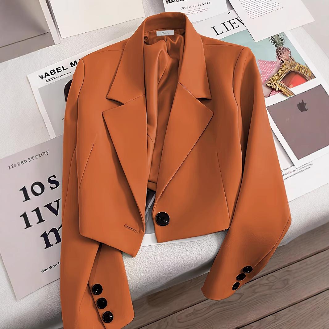 

2026 Women s Slim Fit Short Blazer: Versatile High Waist Jacket for Spring & Autumn XXL помаранчево-червоний