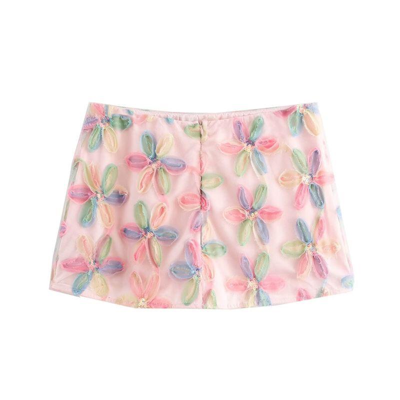 Jnleaog Autumn New Women's Clothing Fashion Style Stylish Fashion All-Match Heavy Industry Color Three-Dimensional Flower Skirt