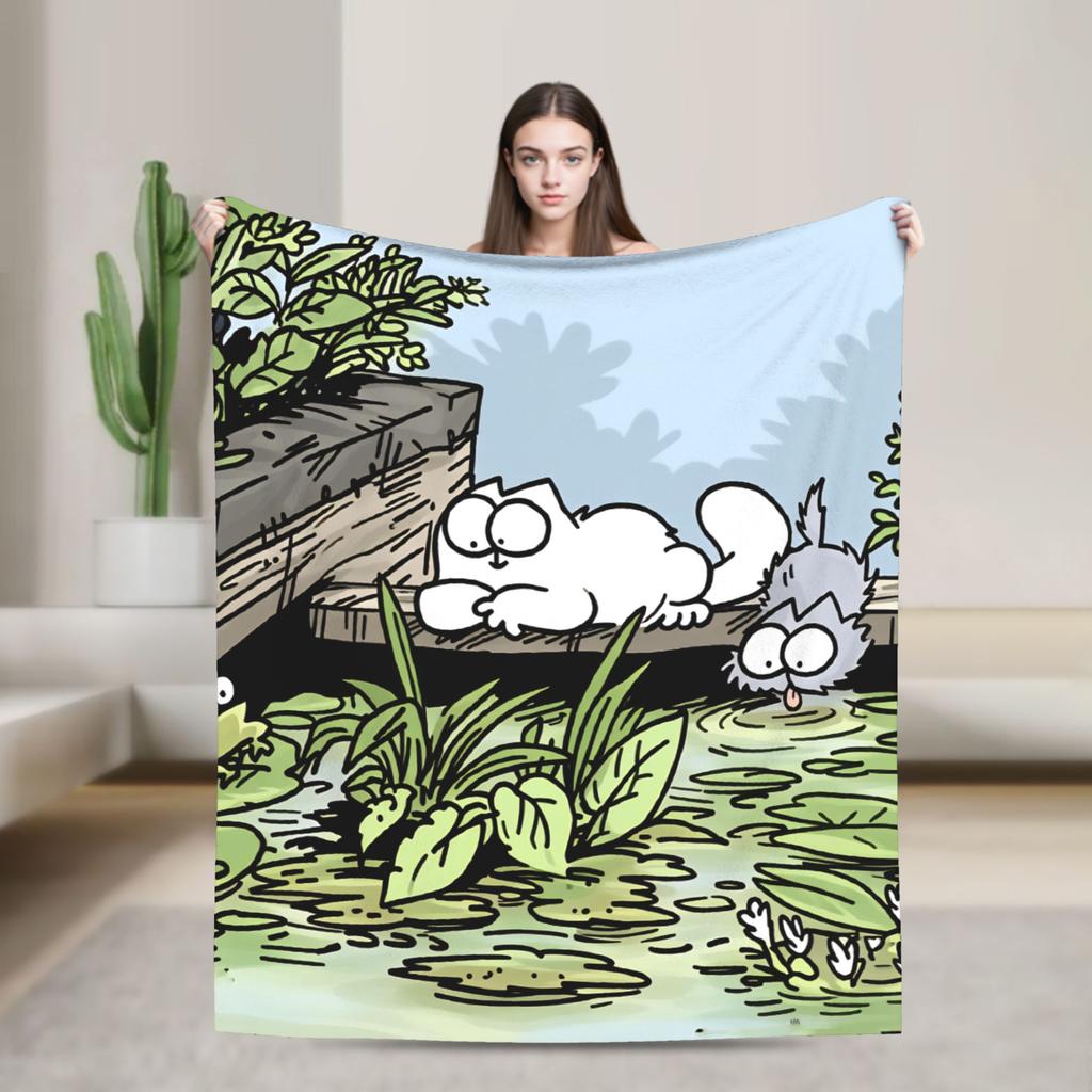 Simons Cat Cute Animal Anime Blanket Quality Warm Soft  Bedding Throws Winter Kids Outdoor Print Bedspread