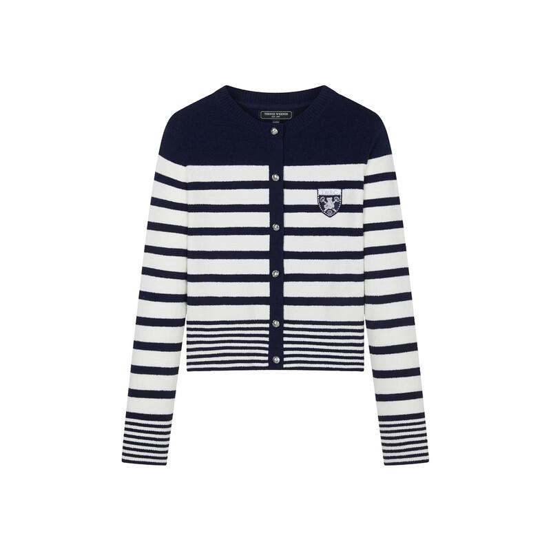 Teenie Weenie Bear Letter Stripe Knitted Cardigan