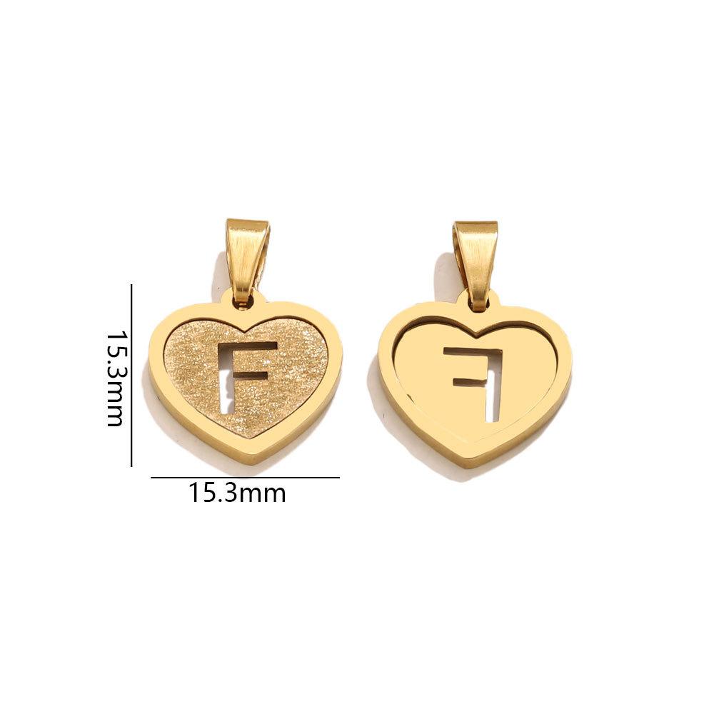 5Pcs/Bag Stainless Steel Gold-plated Heart Letter Pendant DIY Accessory Fashionable Versatile Letter Necklace Pendant