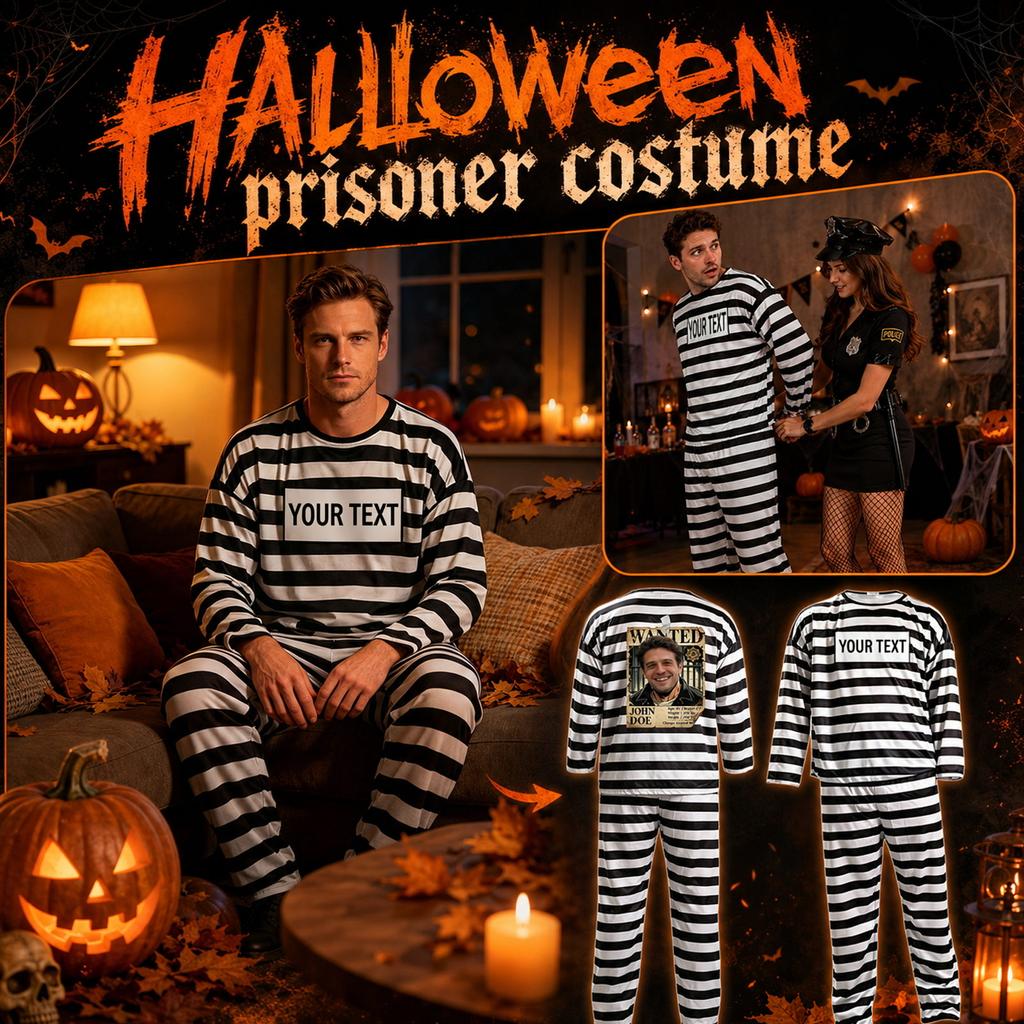 Unisex Halloween Prisoner Costume with for Adult Party Costume