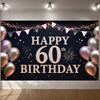 60th Birthday Celebration Background Triangle Pennant Banner 60th Birthday Display Luxury Birthday Backdrop Pink Heart Accents