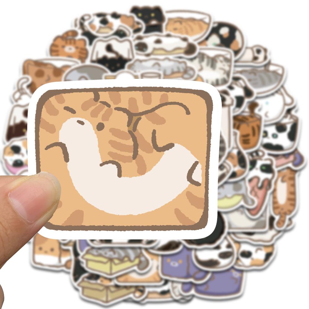 68PCS Kawaii Cartoon Liquid Cat Graffiti Stickers Waterproof Spider Bottle Skateboard Laptop Phone Luggage Guitar Cartoon Decal