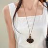 Hollow Heart Geometric Pendant Necklace Adjustable Rope Long Chain Resin Necklace  Vintage