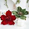 Artificial Magnolia Christmas Tree Ornaments - High-grade Fabric Flowers for Festive Decorations