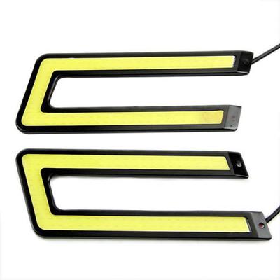 2 buc COB alb 6000K LED Lumină de zi DRL Faruri în formă de U Lampă de ceață