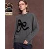 Women's French Style Wool Blend Butterfly Jacquard Knit Sweater