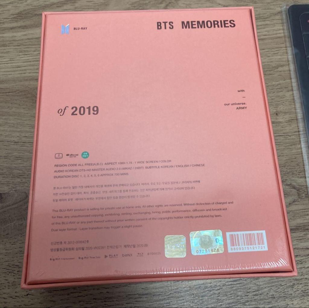 [USED] BTS MEMORIES 2019 Blu-ray Korean version trading card