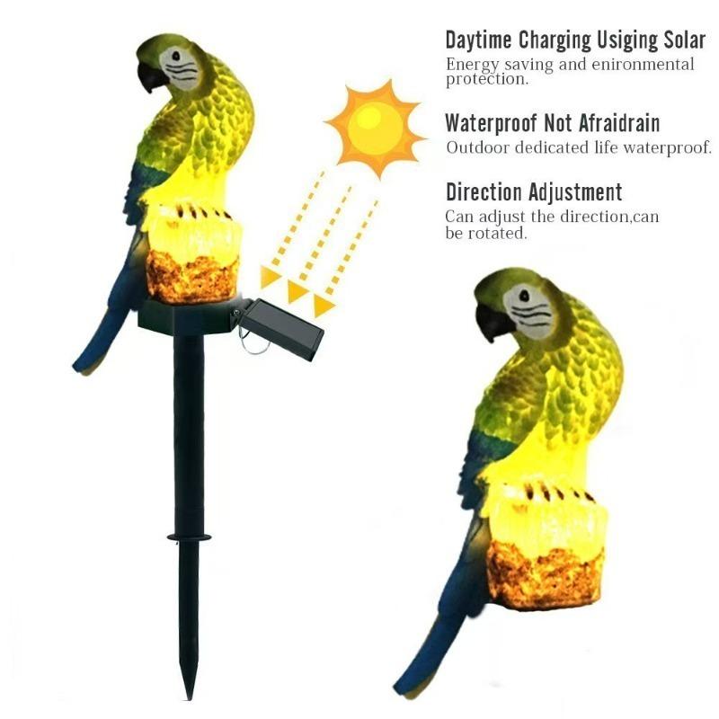 Solar Powered Parrot Garden Light: Waterproof Resin Ornament For Nighttime Holiday Decorations Home Decor Supplies