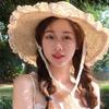 New Lace Streamer Hollow Straw Hat Women's Summer Travel Sun Hat Seaside Beach Sun Hat