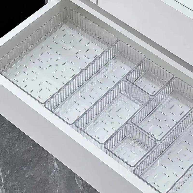 Transparent Modular Drawer Organizer Set-Multi-Use Storage Trays for Makeup Skincare Kitchen Tool & Bathroom Vanity Organization