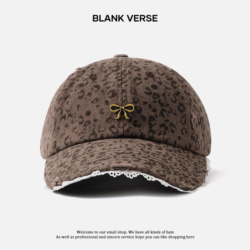 

Новая бейсболка с леопардовым принтом и рваностями, детская, солнцезащитная, с козырьком, маленькая трендовая кепка для лица