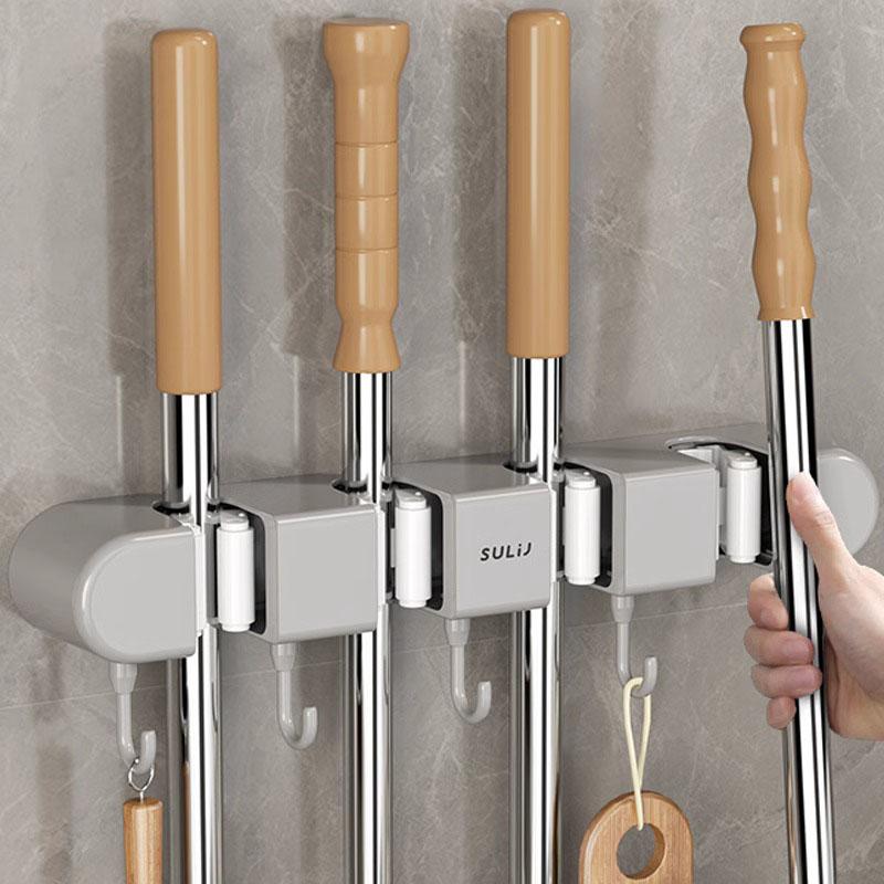

Wall Mount Mop Organizer Holder Broom Hook No Drilling Self-Adhesive Storage Hook Multifunction Holder Bathroom Accessories