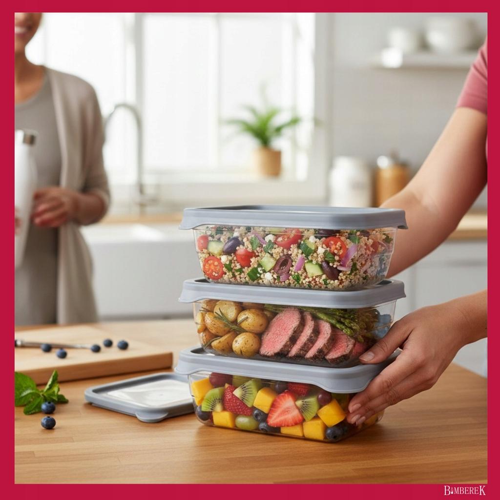 3x Food Containers 1200ml Food Box for School Work Set