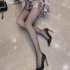White Diamond Rhinestone Fishnet Bodysuit and Black Pantyhose Set for Nightclubs and Spring/Summer Wear