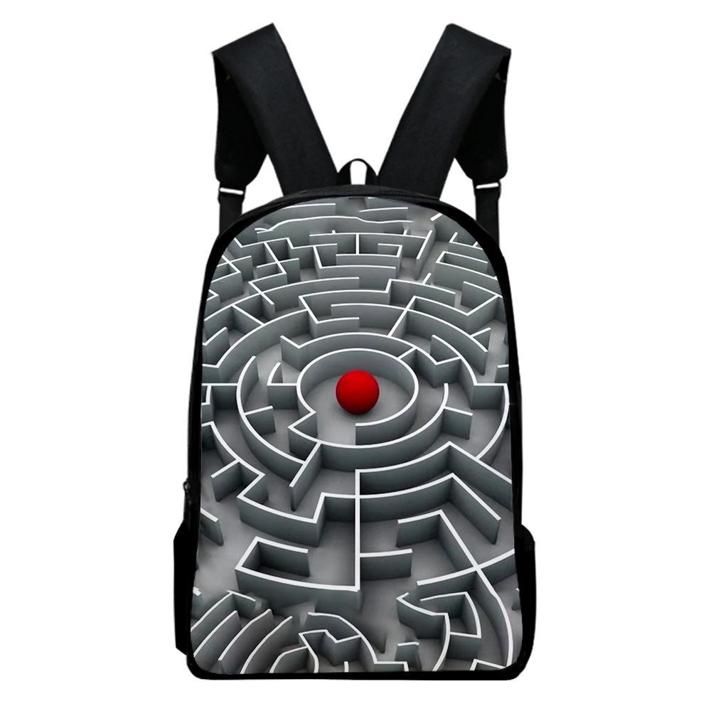 Classic Novelty Cool Maze Pattern Notebook Backpacks Pupil School Bags 3D Print Oxford Waterproof Boys/Girls Laptop Backpacks