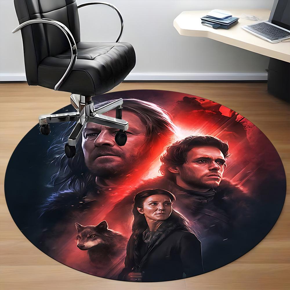1PC Game of Warriors Office Round Rug, Non-slip, Soft and Durable Office Rug for Interior Decoration, Perfect for Office, Beautiful Decoration