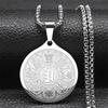 Eight Auspicious Treasures Six Character Mantra Lotus Medal Necklaces for Men Women Stainless Steel Eight-Treasure Lotus Jewelry