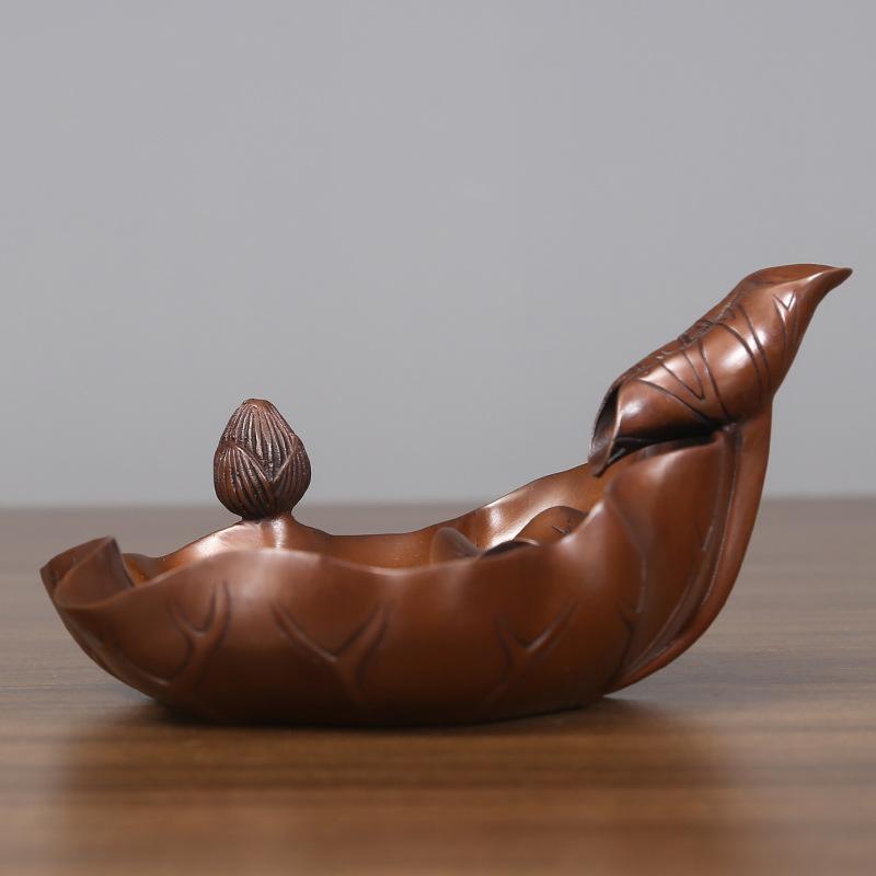 Creative Leaf Backflow Incense Burner Home Indoor Lotus Pond Moonlight Aromatherapy Ornament
