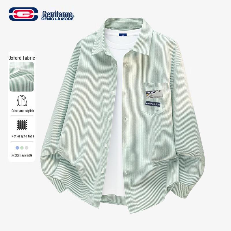 GENIOLAMODE Men s Oxford Long Sleeve Shirt L