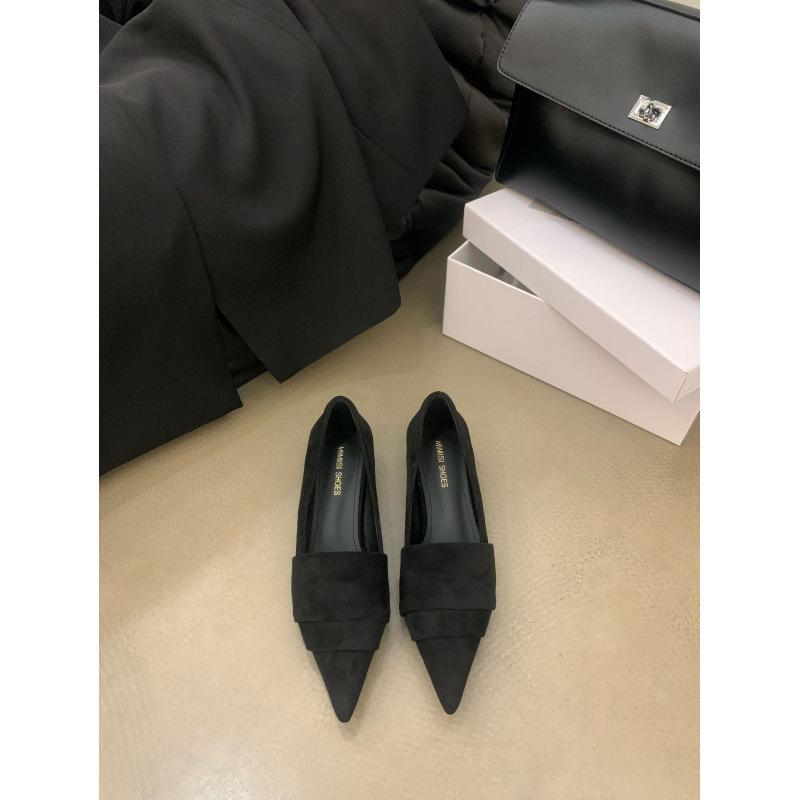 2025 Autumn New Low-heeled French Retro Pointed Single Shoes Women's Shoes Commuter Work Shoes