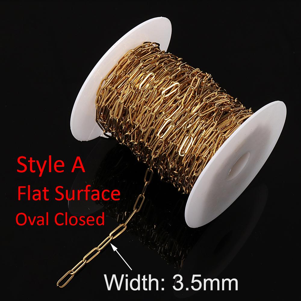 No Fade 1meter 4mm Stainless Steel Chain Cable Gold Chains for Necklace Bracelet Anklet Jewelry Making Components Wholesale DIY