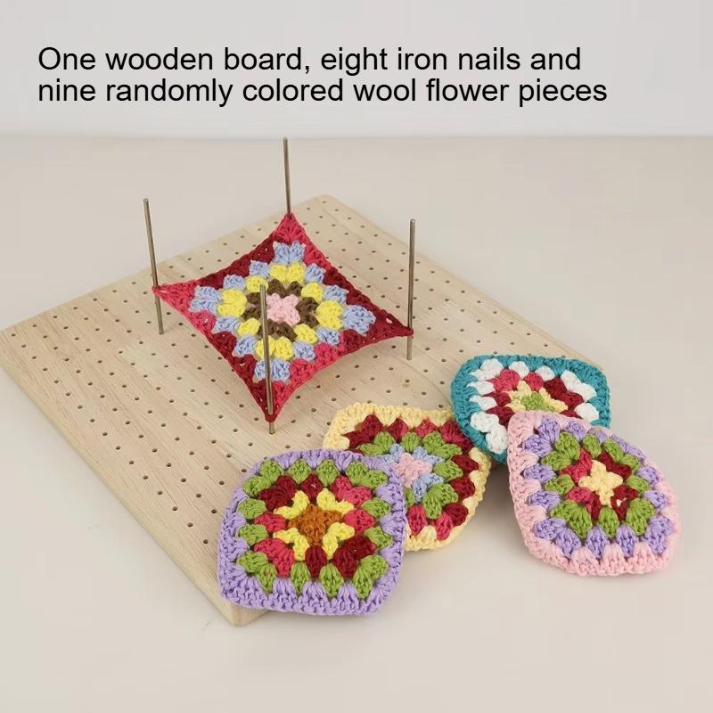 Crochet Blocking Board with Pins, Grid Crocheting and Knitting Project Accessory for Enthusiasts | Wooden Pegboard Gift