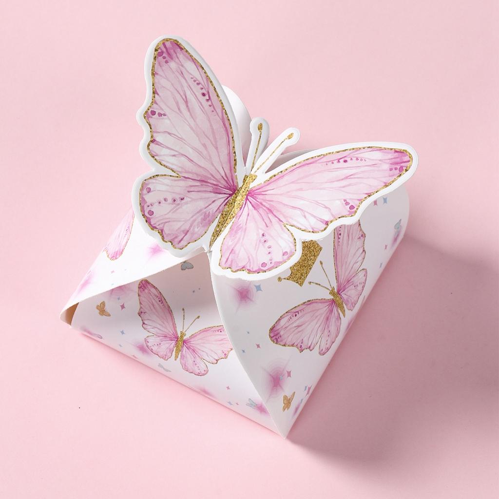 Pink Butterfly Candy Gifts Box Happy Birthday Party Decor Kids Girl Butterfly Wedding Birthday Party Supplies Baby Shower Decor
