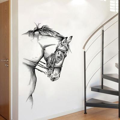 Black White Horse Wall Sticker Creative Design for Bedroom Living Room Home Decor Removable Wall Art