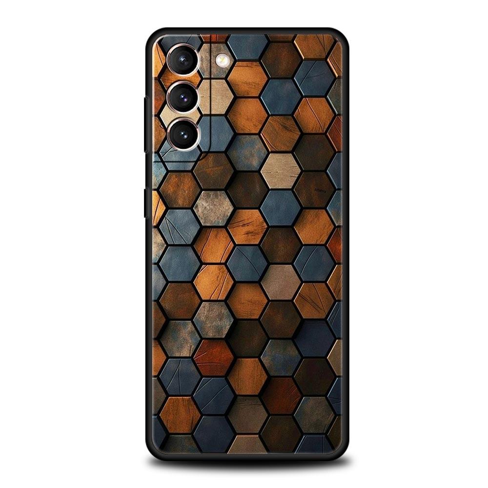 Honeycomb Pattern Soft Phone Case For Samsung Galaxy S25 Edge S24 Plus S23 FE S22 S21 S20 Ultra 5G S10 Black Protect Cover