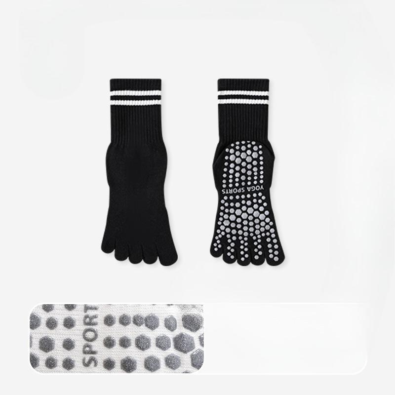 

Women s Professional Yoga Pilates Indoor Fitness Non Slip Sports Mid Tube Socks 1 pair чёрный