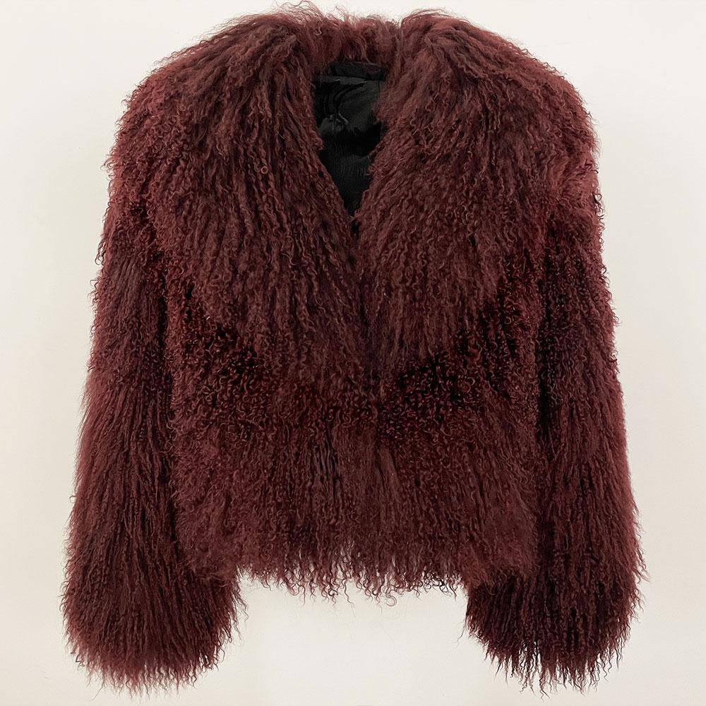 OFTBUY Real Mongolia Sheep Fur Coat Winter Jacket Women Natural Thick Warm Outerwear Streetwear Turn Down Collar New Fashion