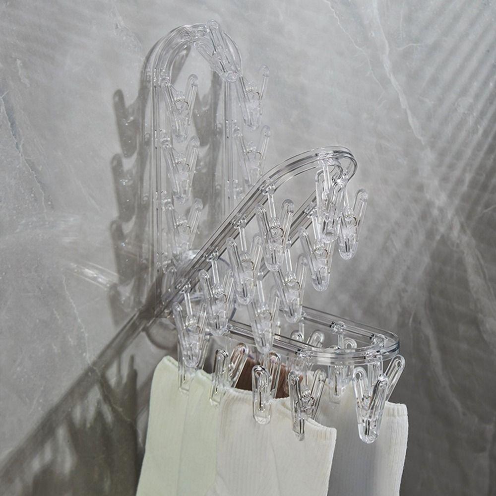 Punch-Free Socks Drying Rack Plastic Towel Hung Hook Clothes Drying Sock Rack  Bathroom