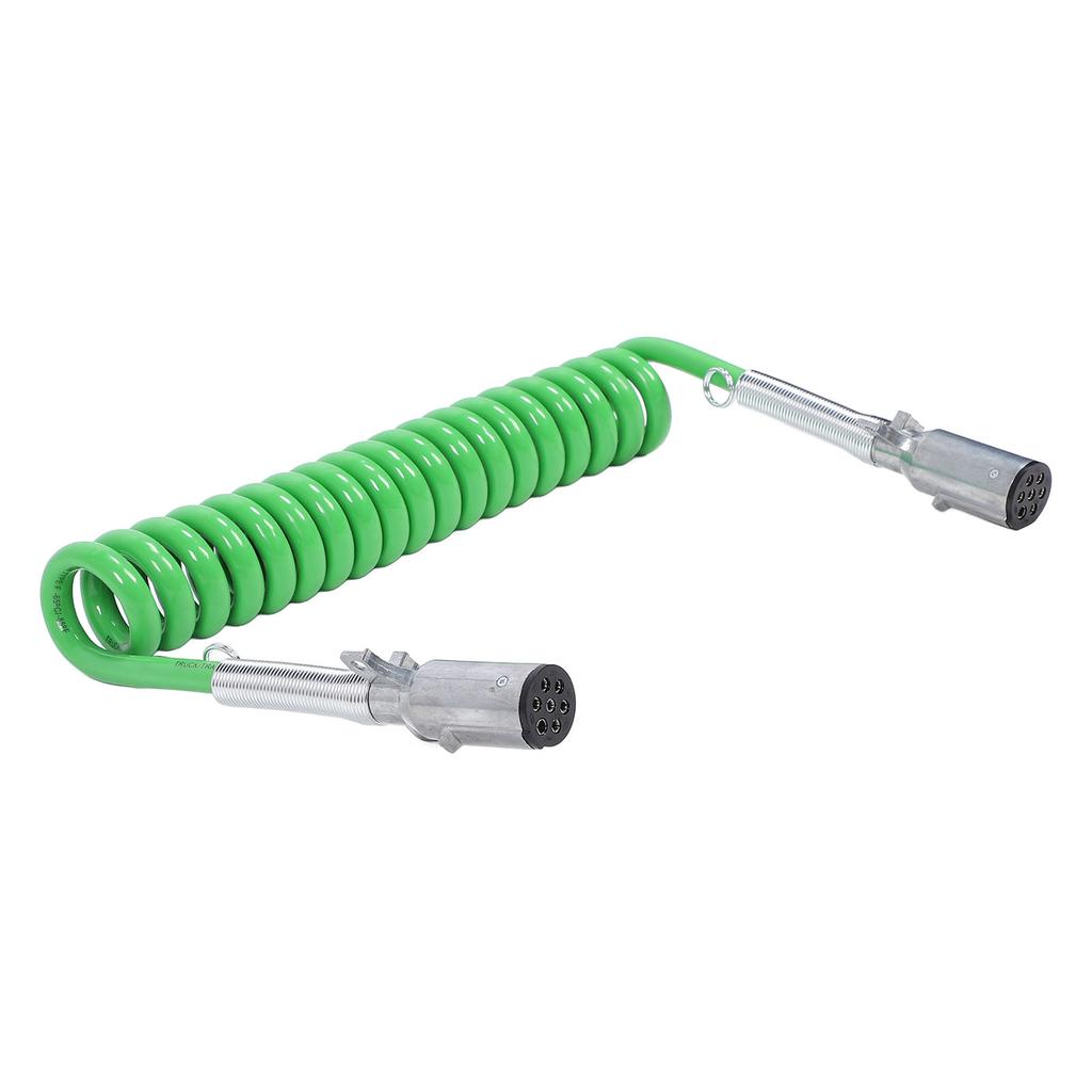 7 Way Coiled Trailer Cord 15ft Enhanced Performance Heavy Duty Electrical Power Coil Cable Wire for Semi Truck Tractor