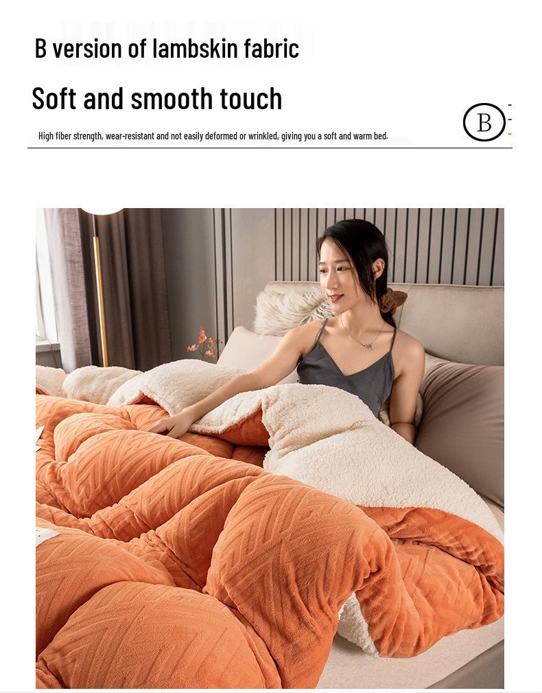 Thickened Lambswool Cotton Quilt - Warm, Double-Sided for Single Dormitory, Ideal for Winter, Spring, and Autumn